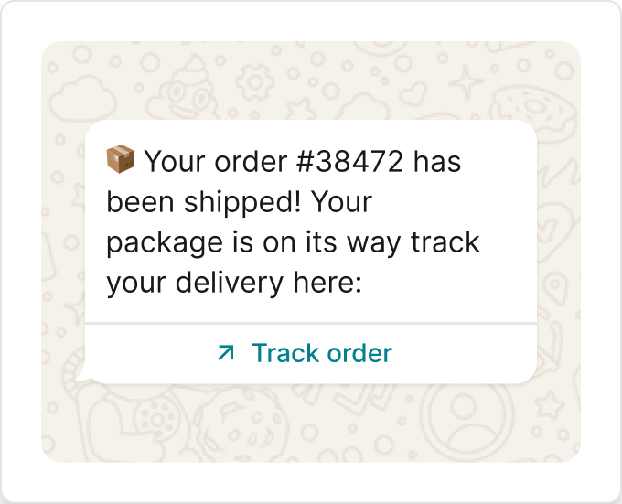 A WhatsApp order shipped notification sent with MailerSend