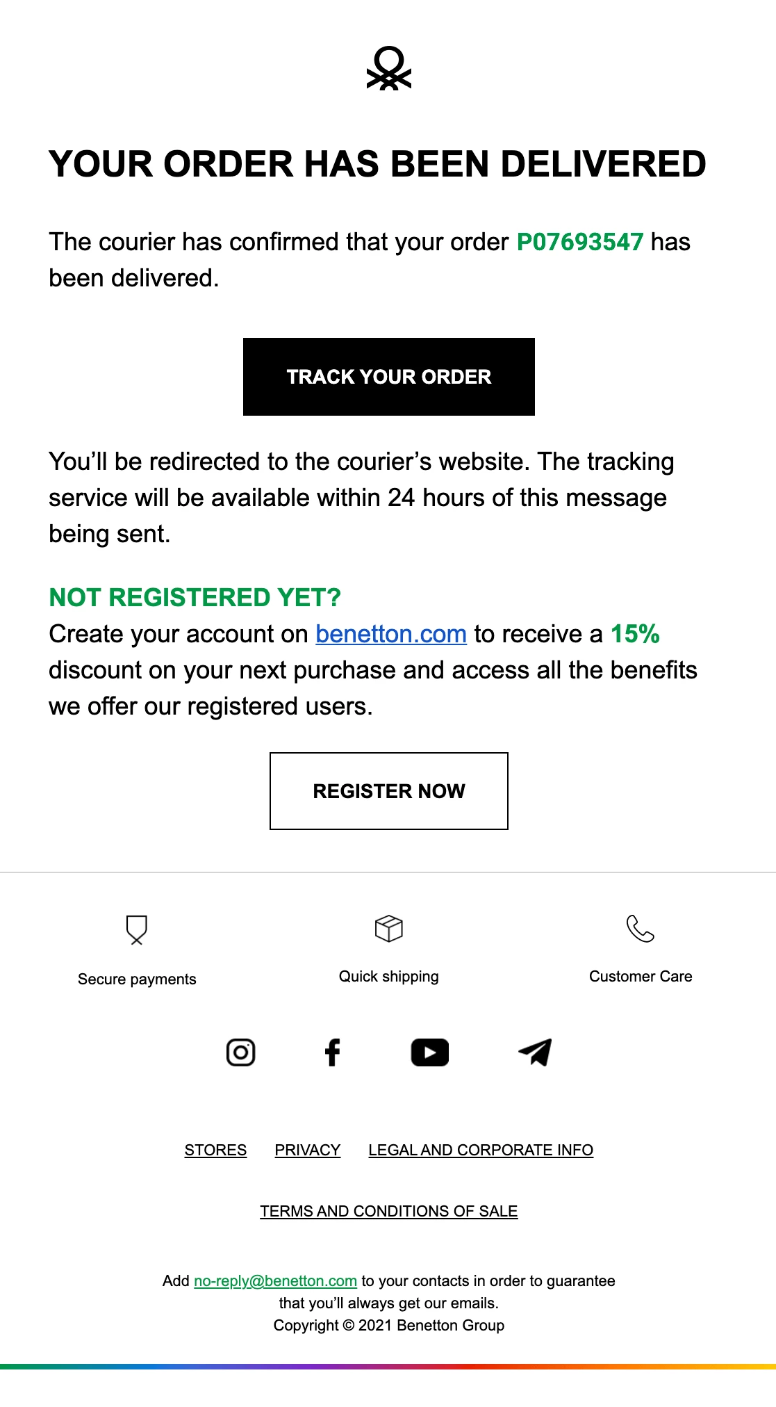 delivery confirmation transactional email example