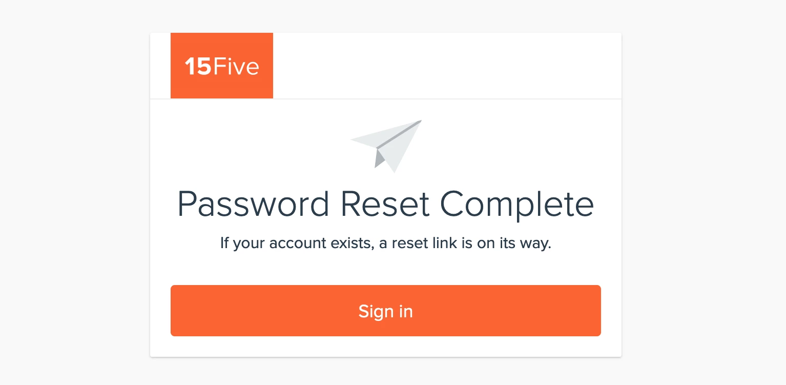 15Five password reset page