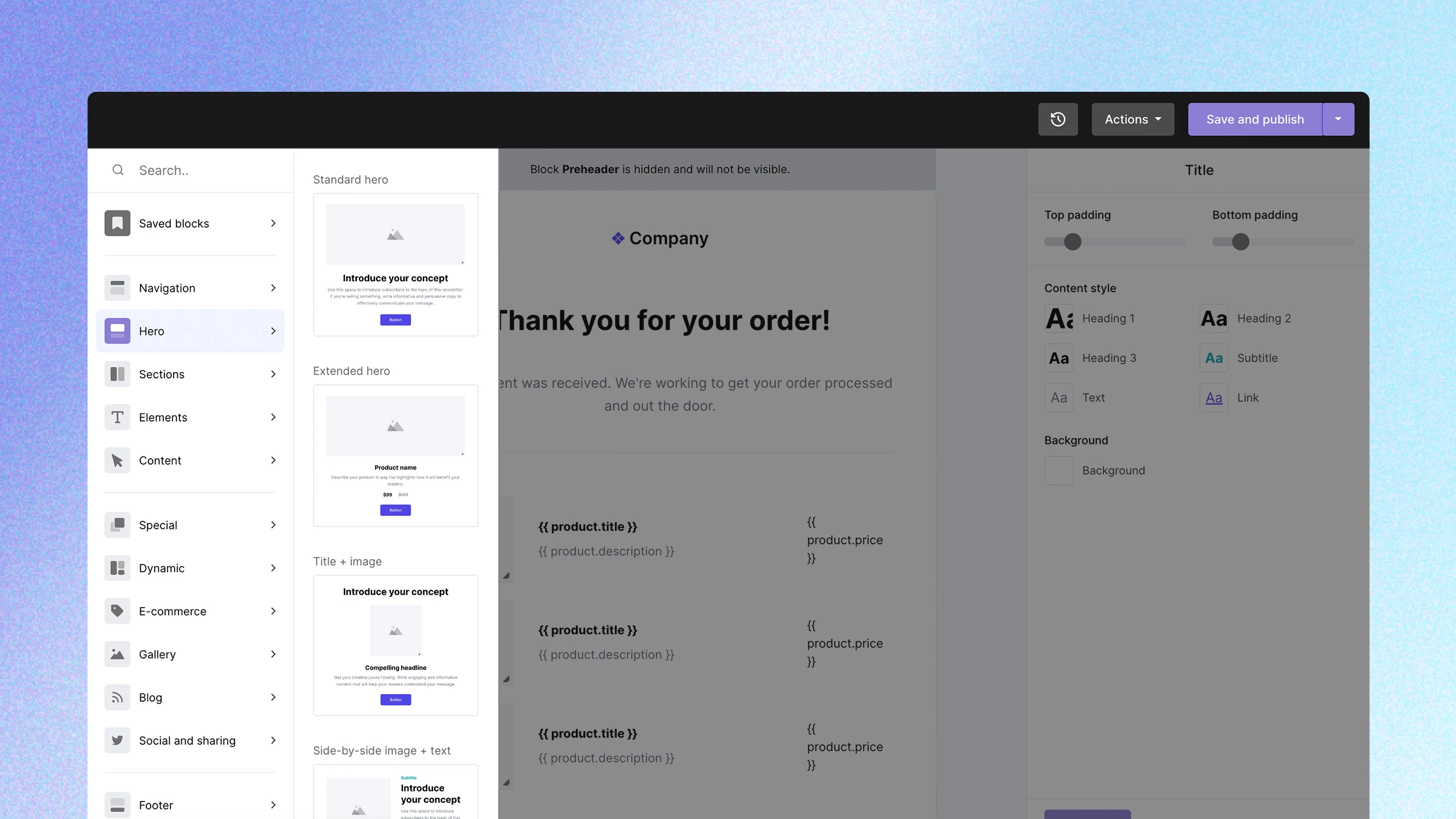 A screenshot of the MailerSend Drag & drop email builder showing the new interface.