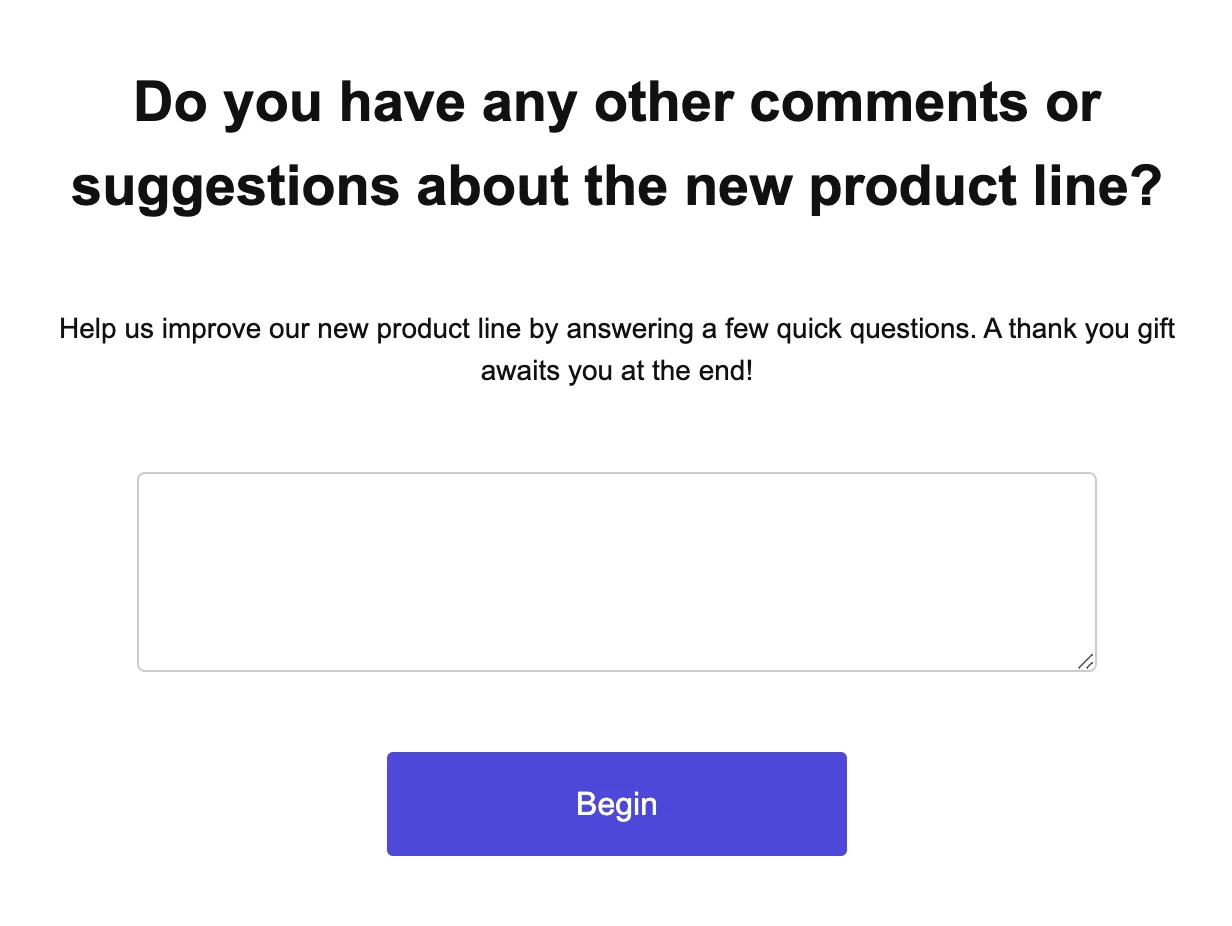 An example of an open question in an email survey. 