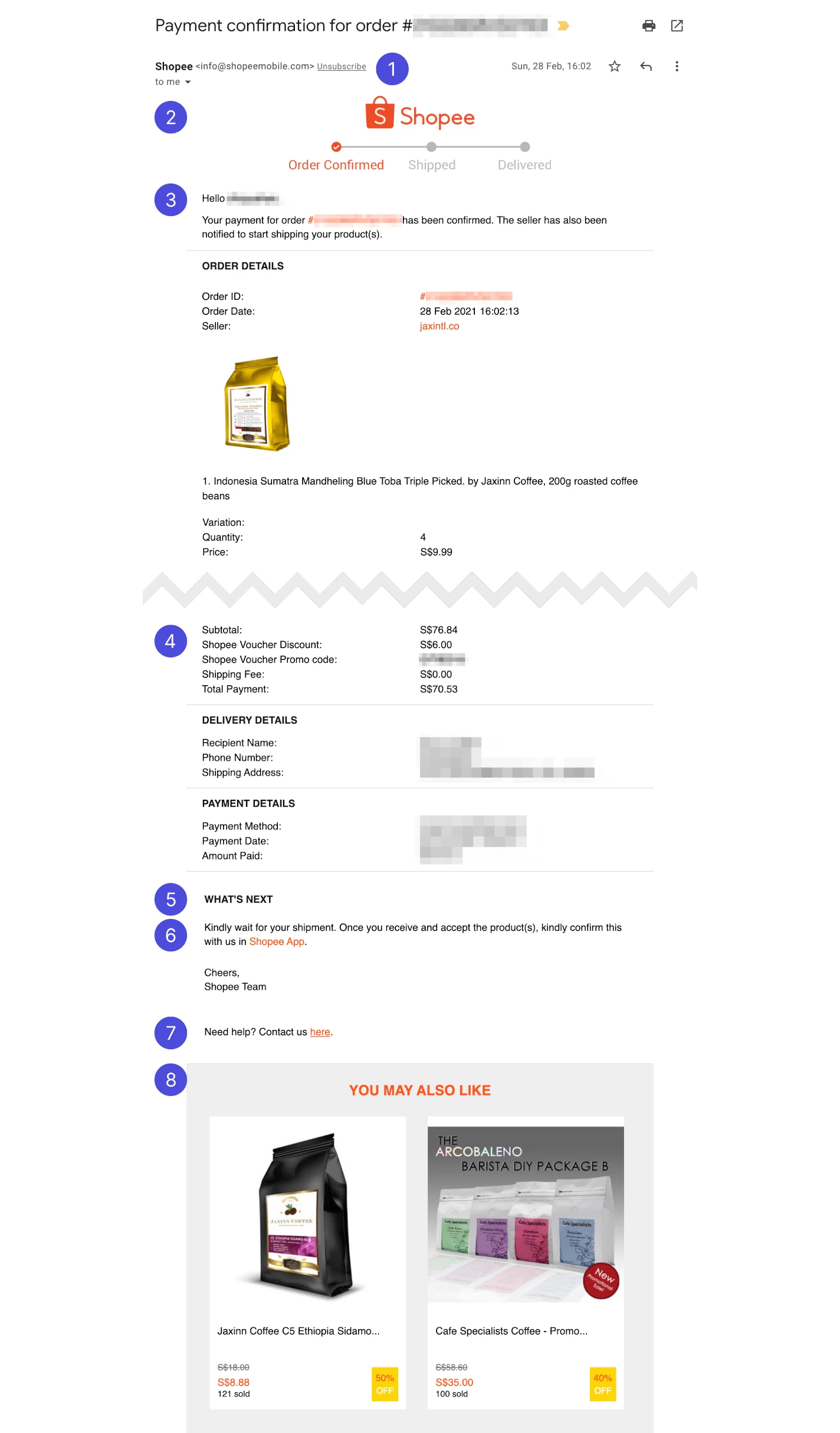 Shopee confirmation email
