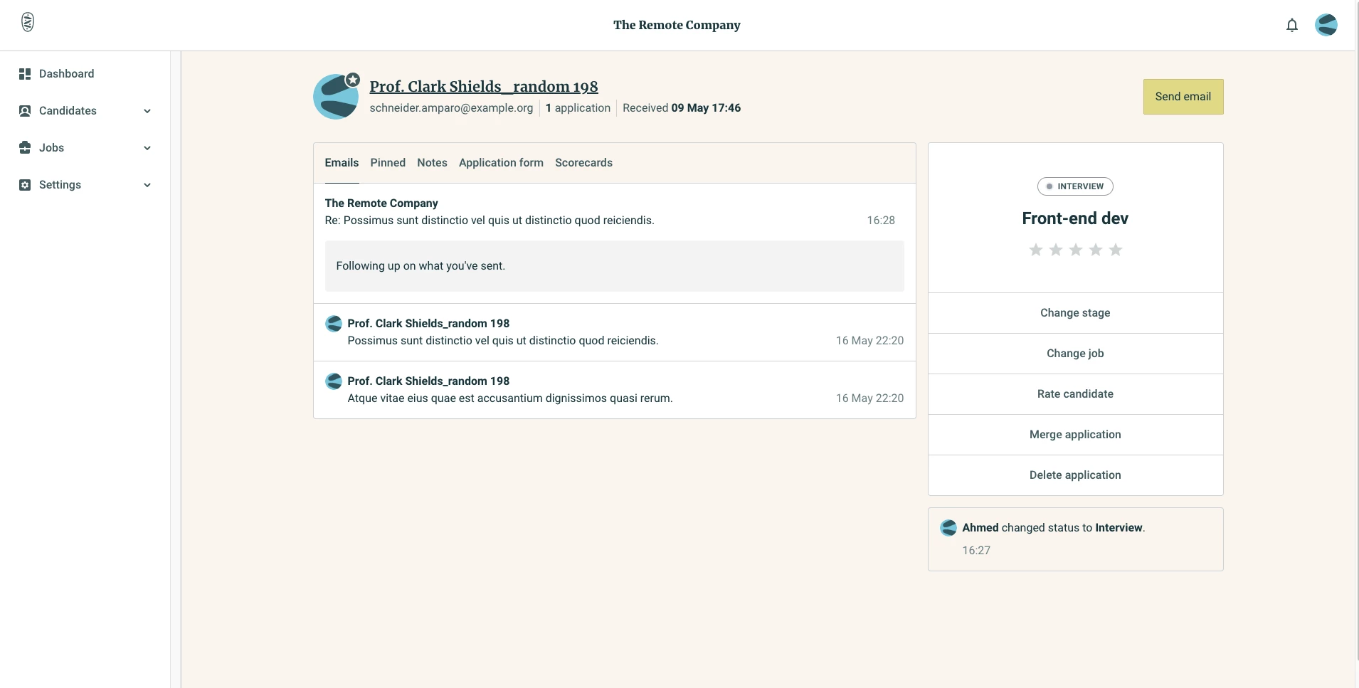 A screenshot of the MyZenTeam messaging interface powered by MailerSend's inbound routing feature.