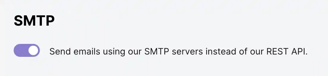 The SMTP enable toggle option.