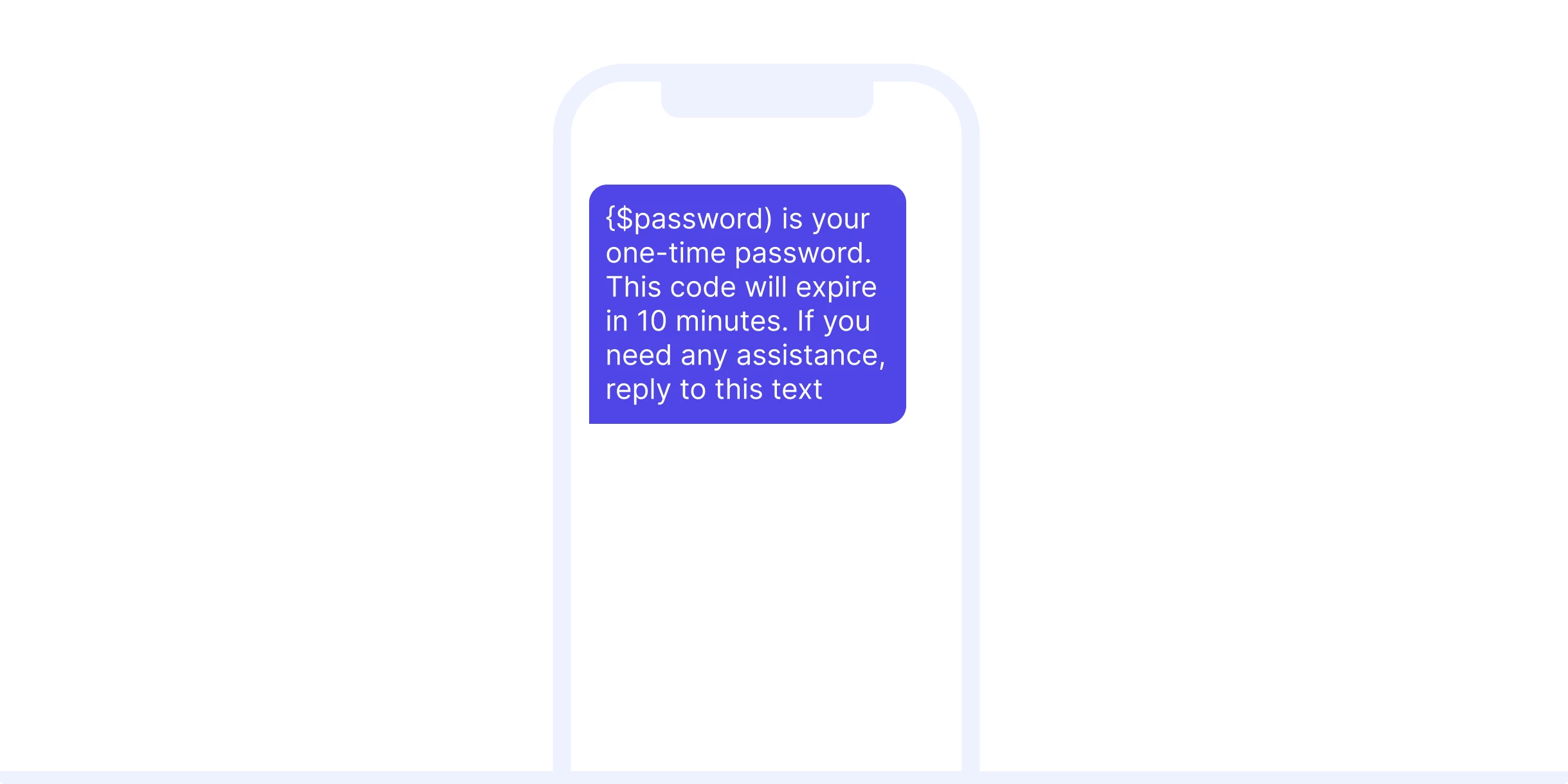 One time password text example.