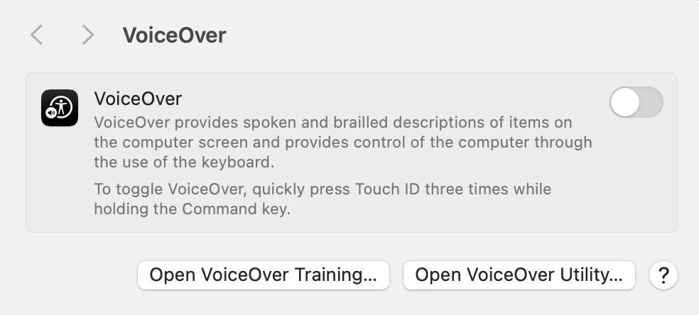The Voiceover feature on a Macbook. 