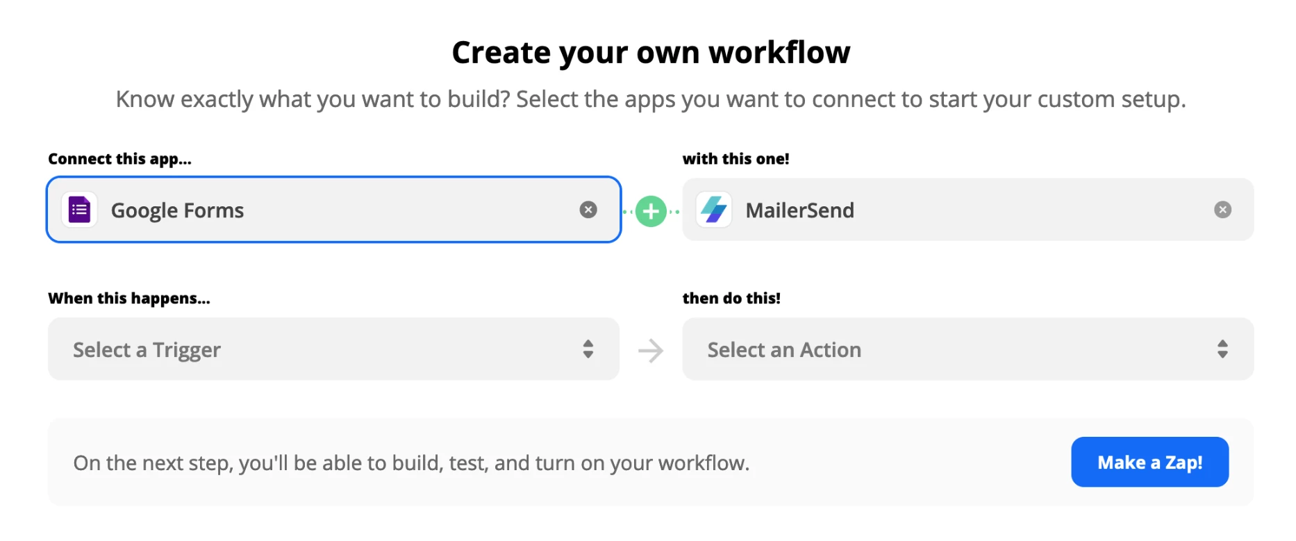 Zapier create your own workflow page