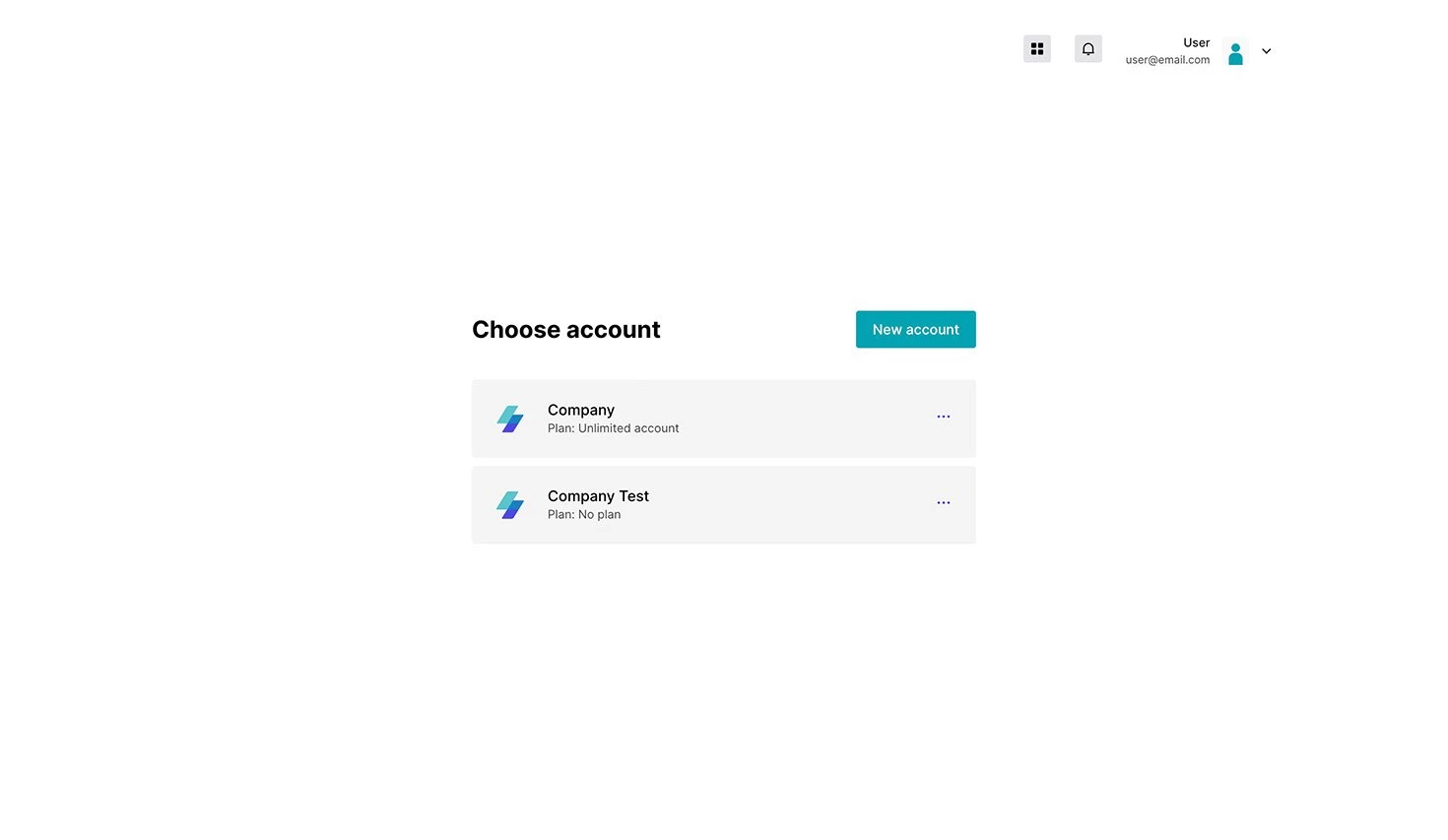 Accounts dashboard with multiple accounts.