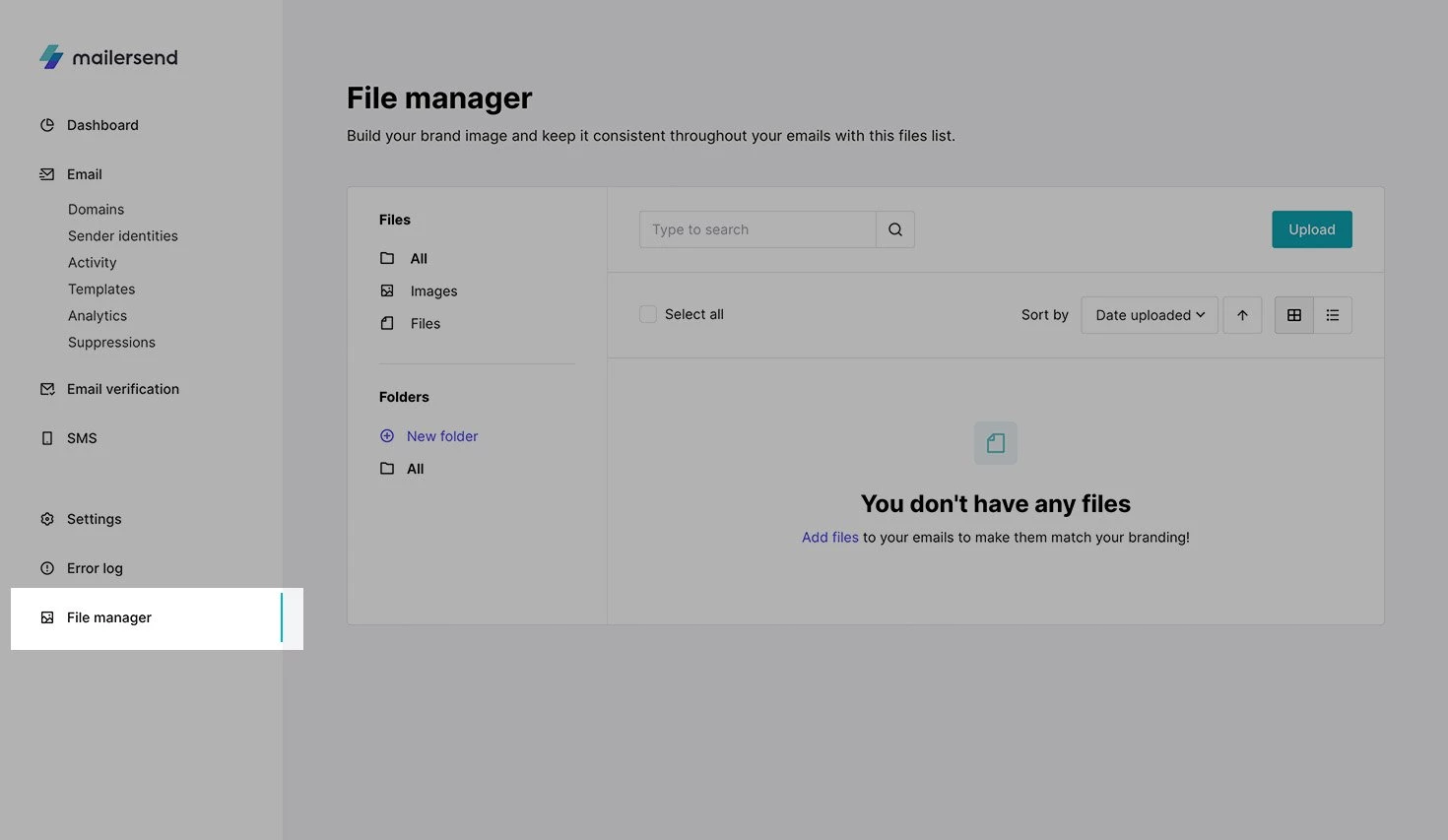 View of the file manager with menu button highlighted.