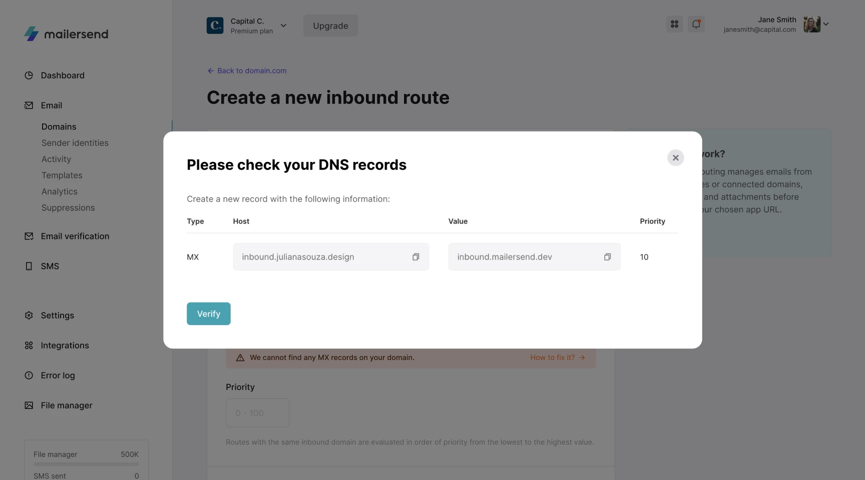 Check the DNS records for Inbound routing. 