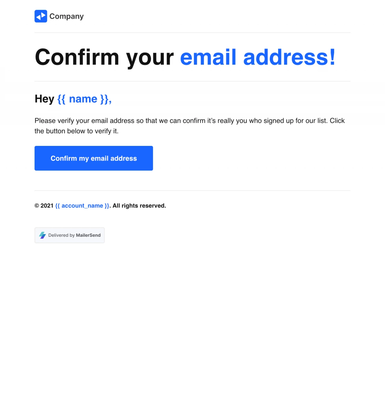 Confirm your email address rich text