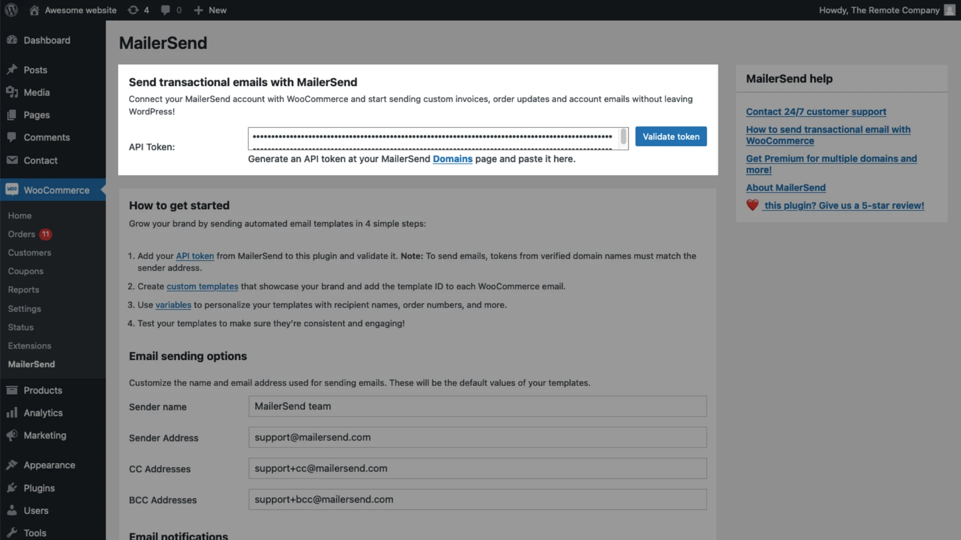 WooCommerce MailerSend plugin