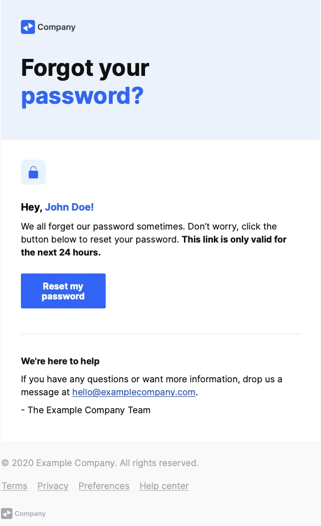 Example of an email using personalization.