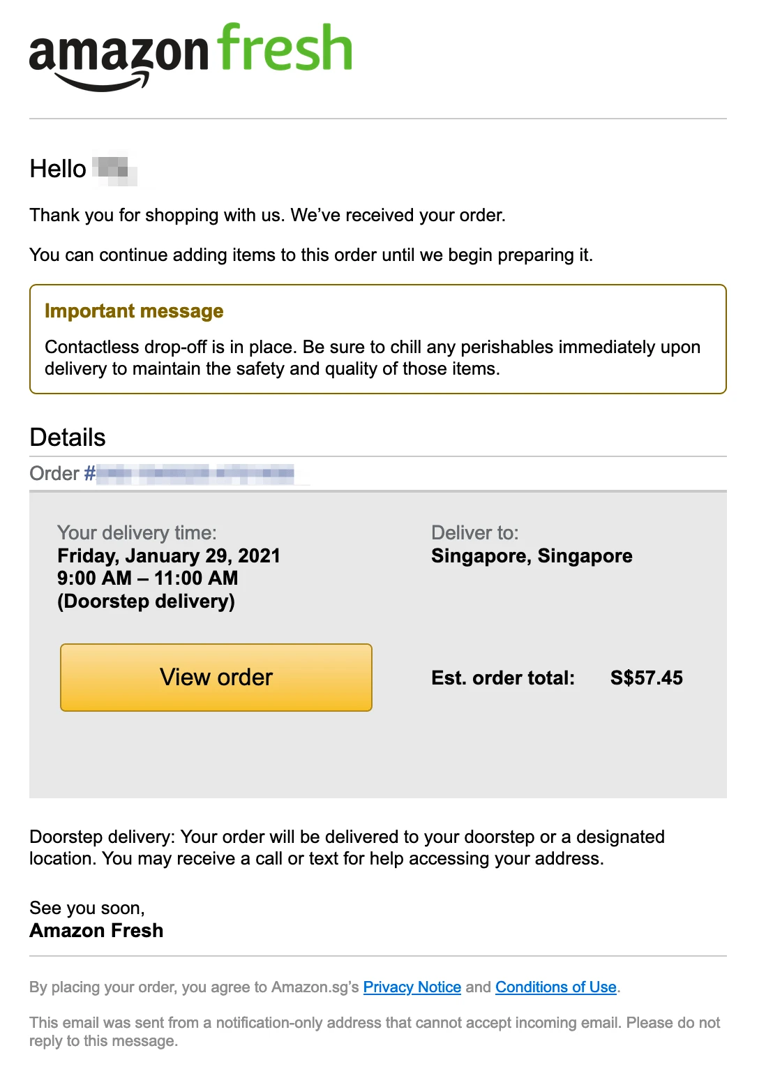 Amazon Fresh HTML email