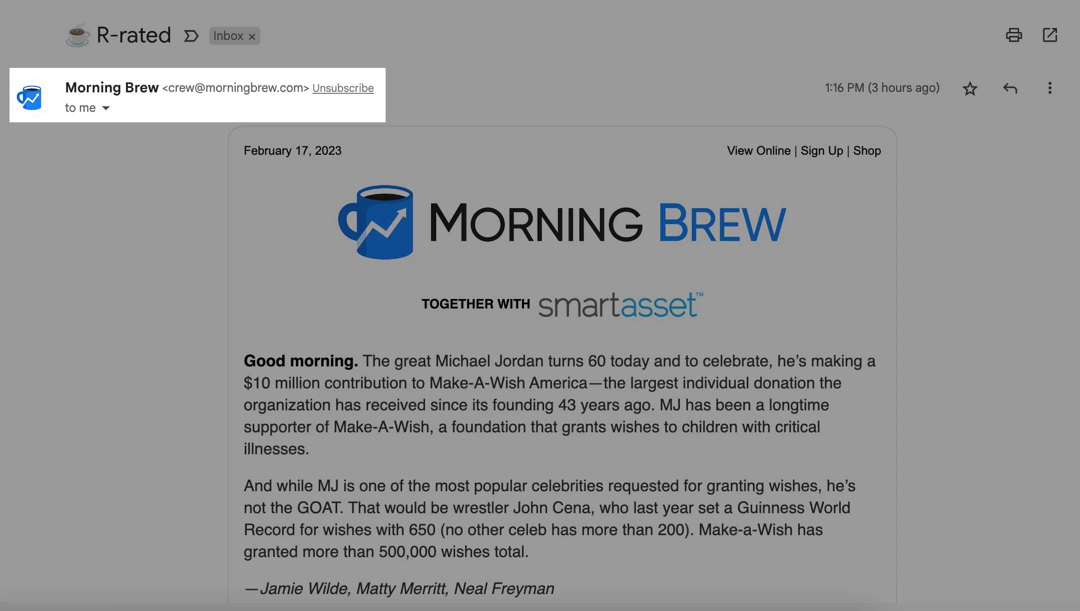 An example of how BIMI works in email clients, displaying the sender's logo next to their contact details.