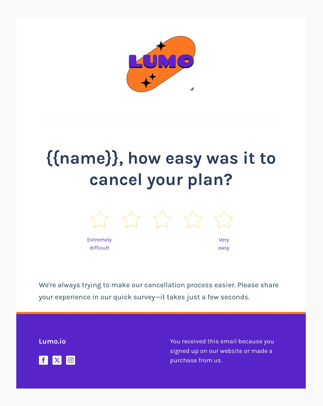 An example of a CES email survey template created in MailerSend's drag and drop builder.