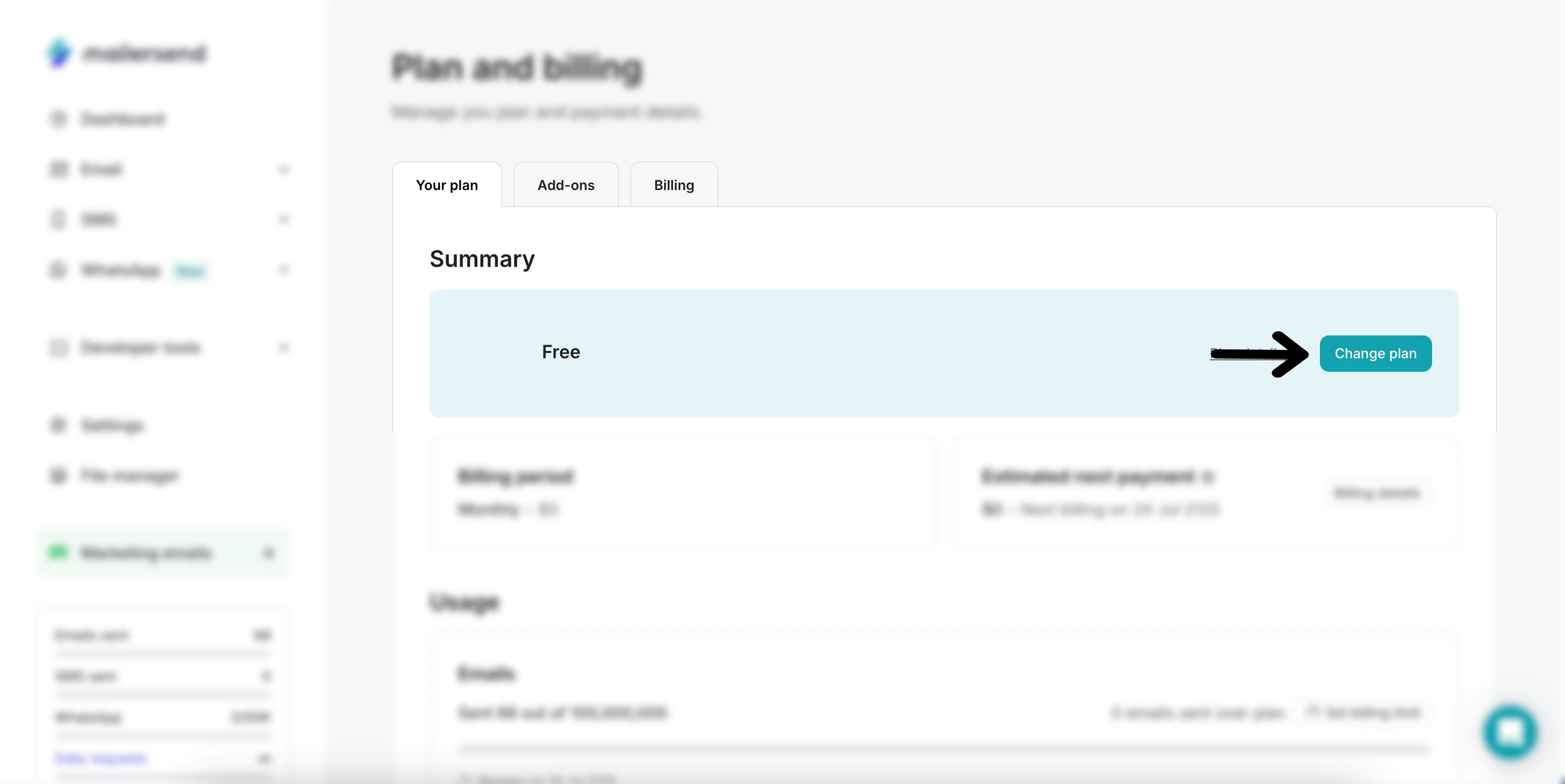 How to change plan from the Plan and billing page. 