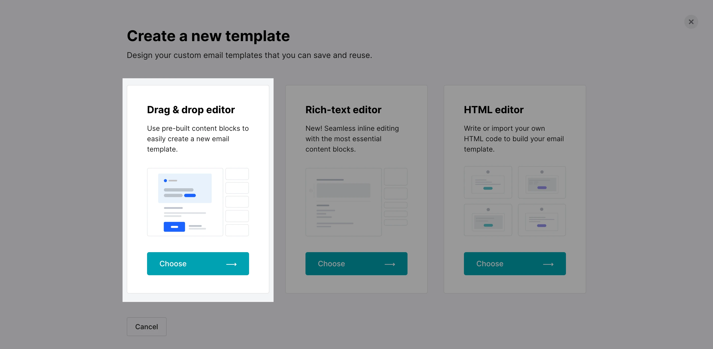 MailerSend Create a new template page