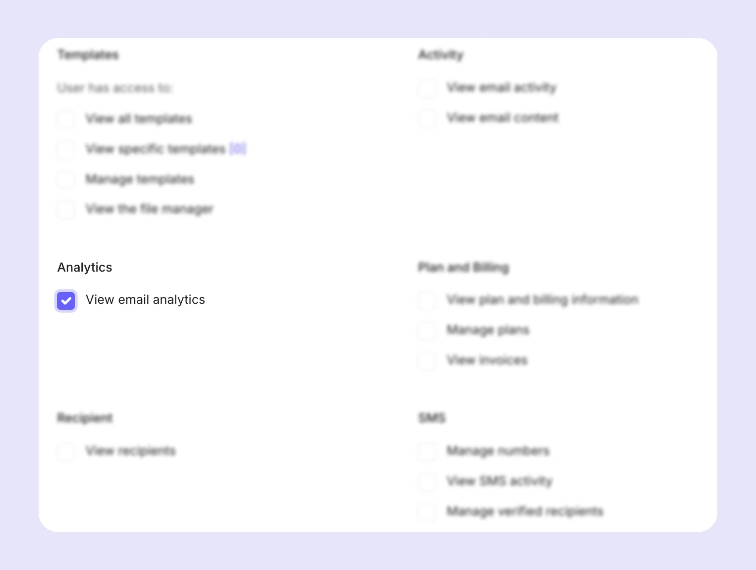The View email analytics option in custom user settings. 