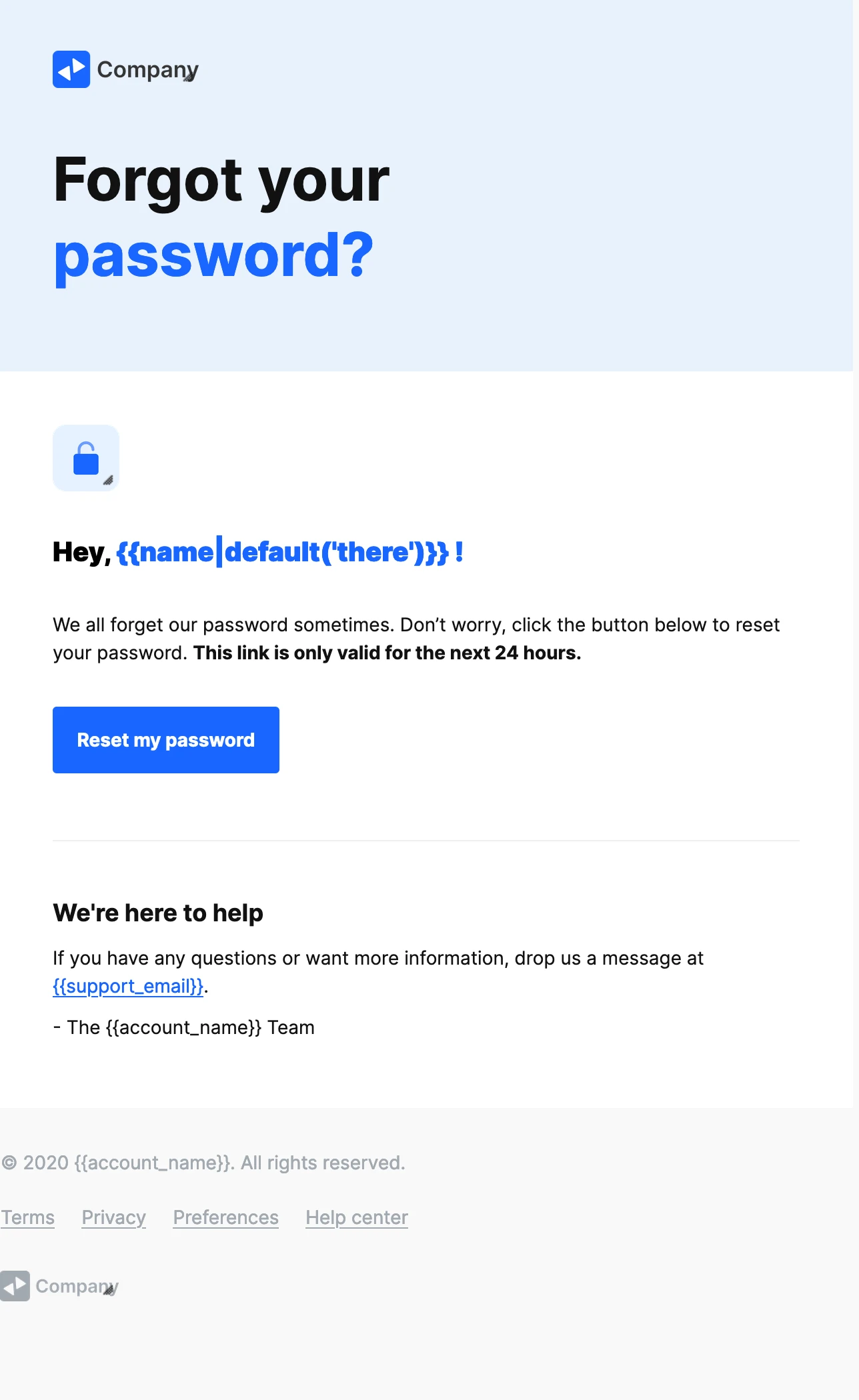 An example of email using an personalization variable with the default filter.