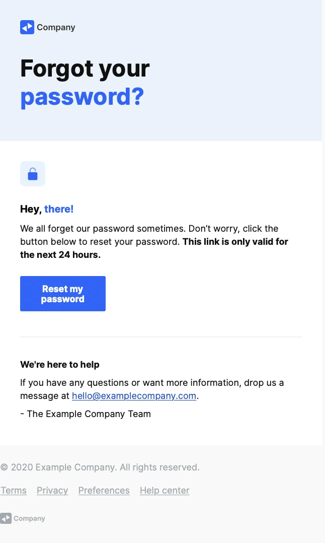 An example of an email using the default filter value.