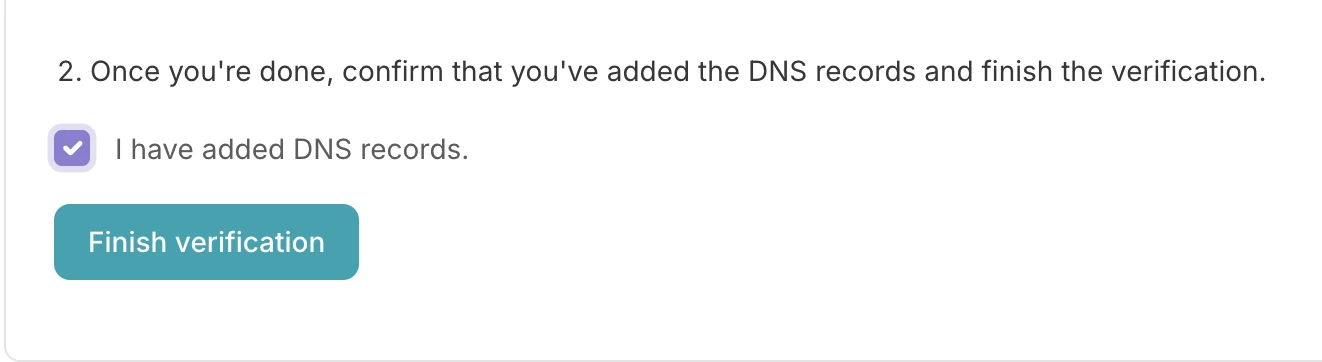 Finish email verification verification process in mailersend.