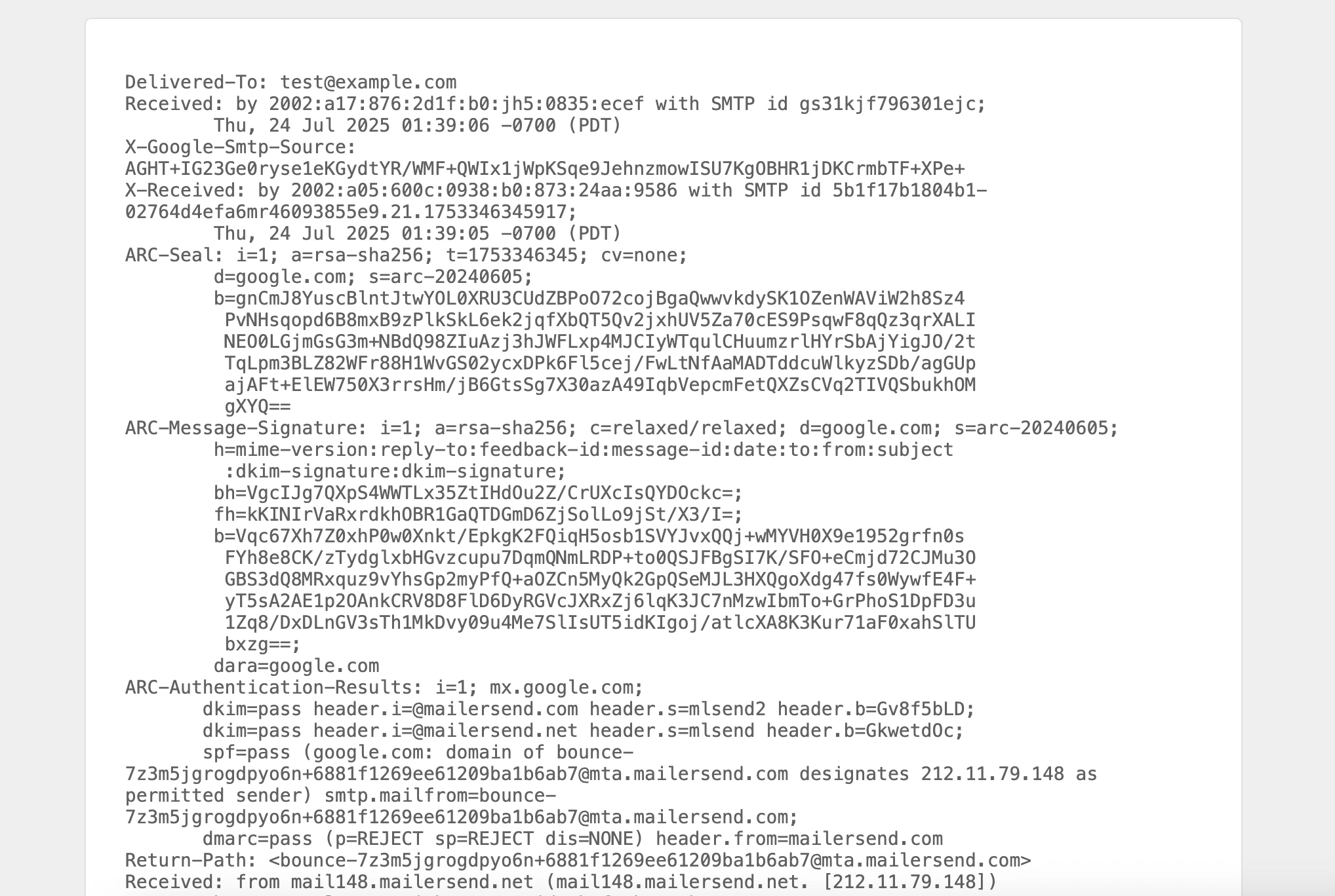 An example of an email header visible in Gmail.