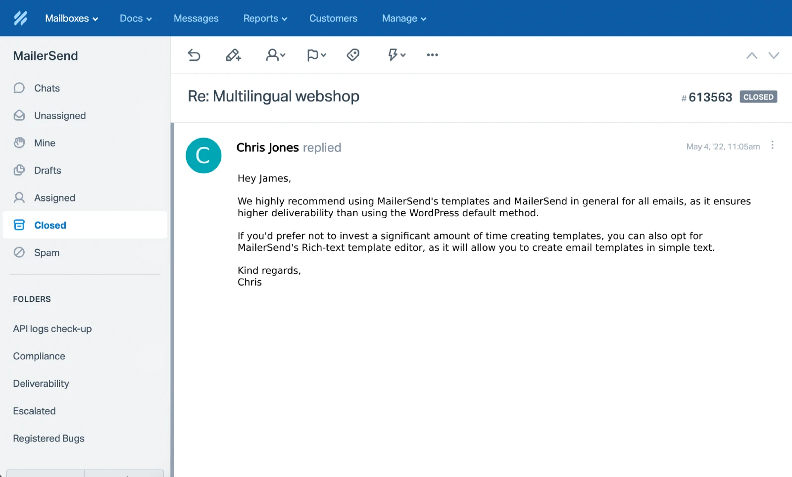 Help Scout email parsed to the app.