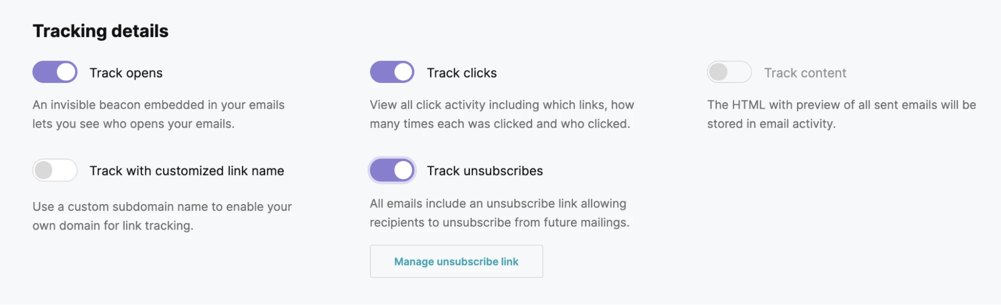Domain tracking options