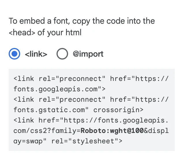Select <link>