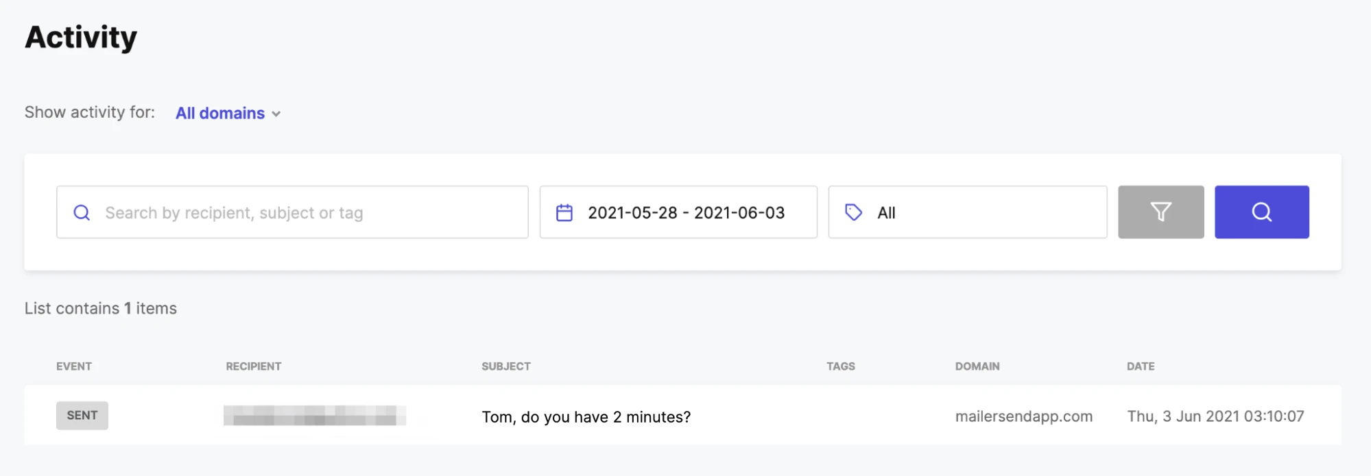 Activity page