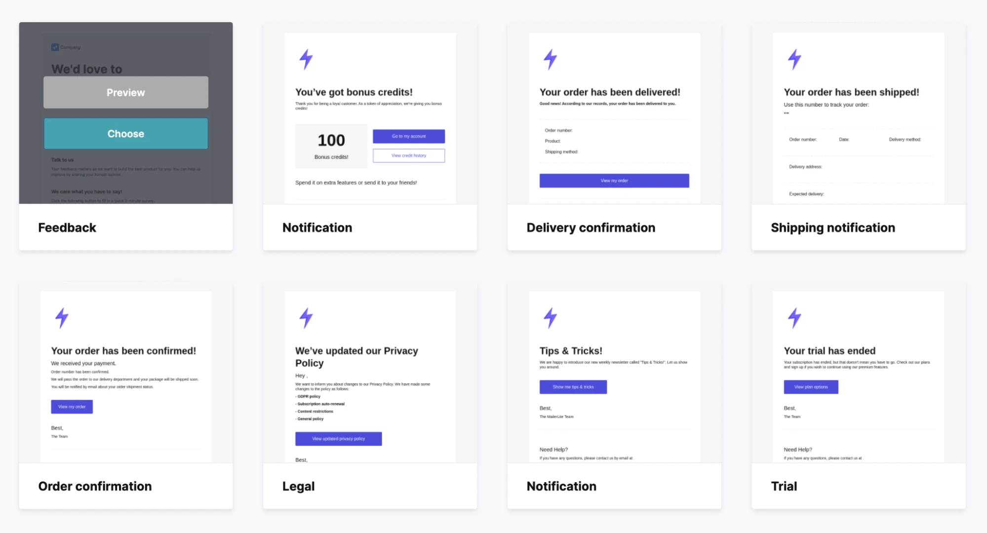 Template gallery page