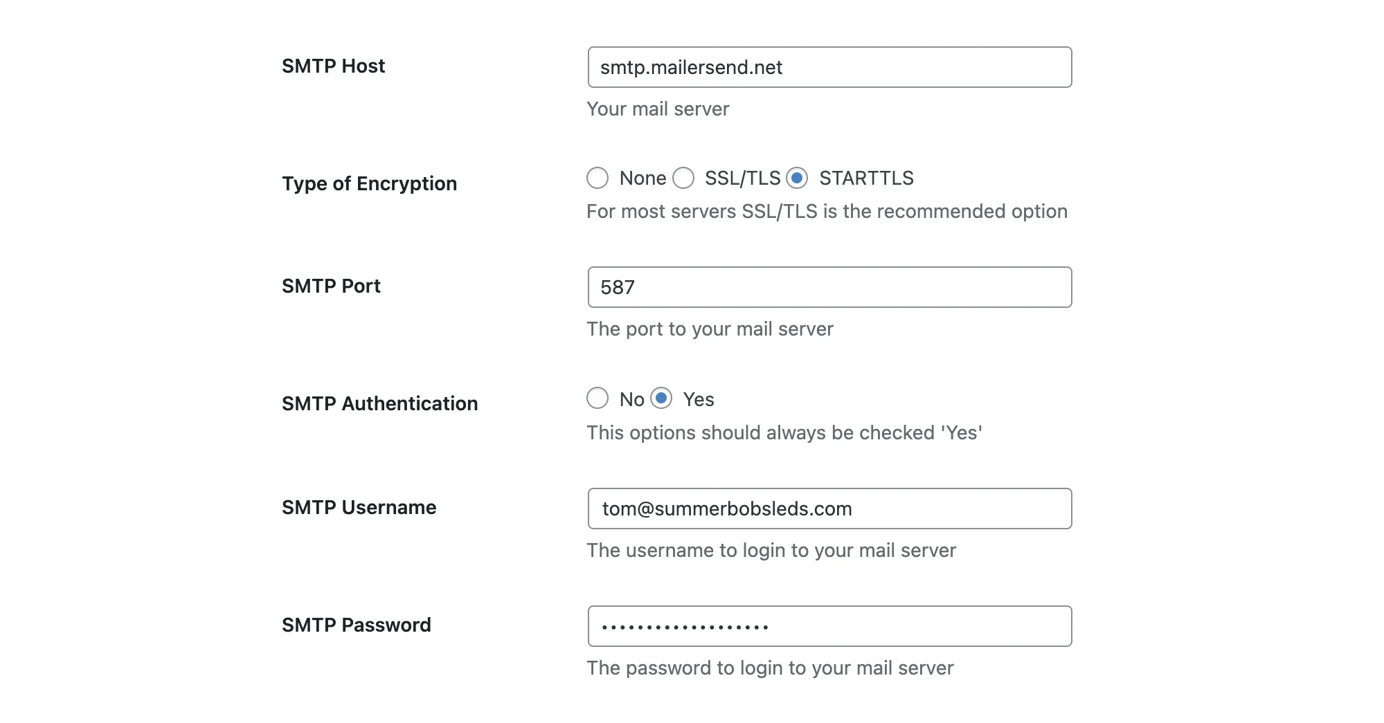 Easy WP SMTP settings