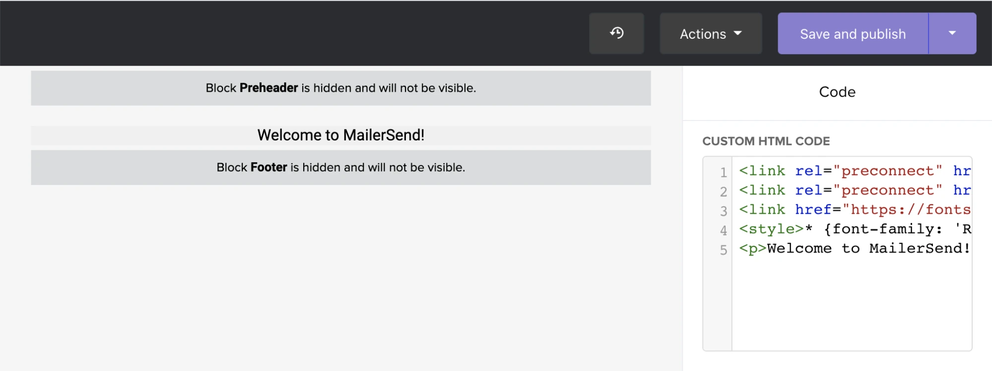 Add email template text