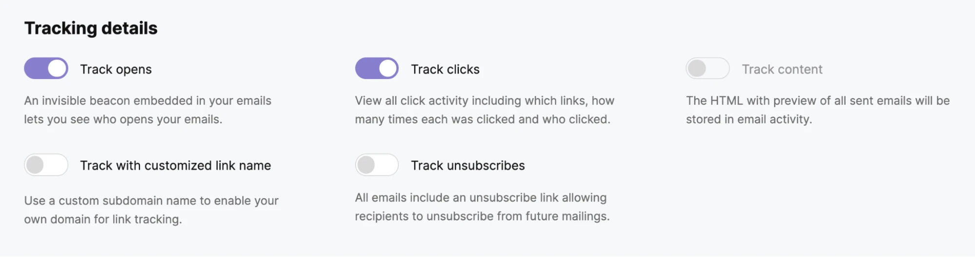 Domain tracking options