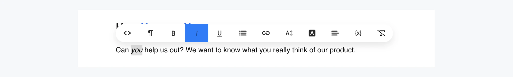 Text styling toolbar
