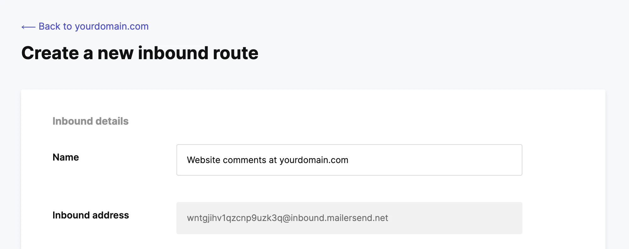Inbound email address