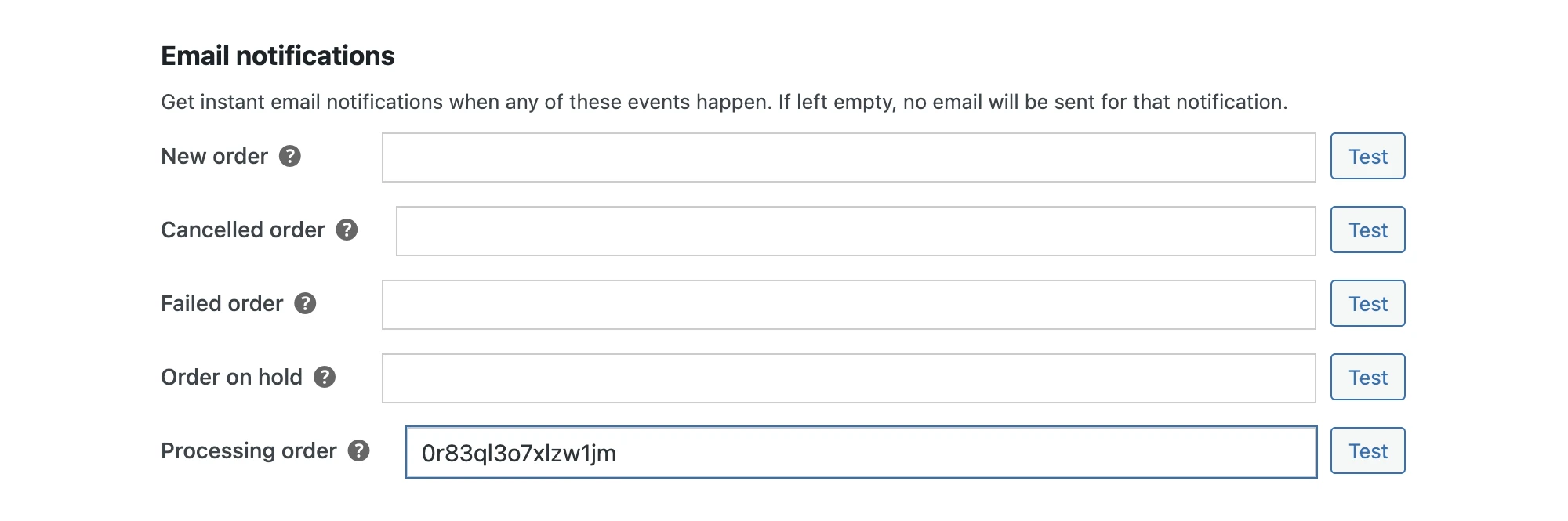 Email notifications