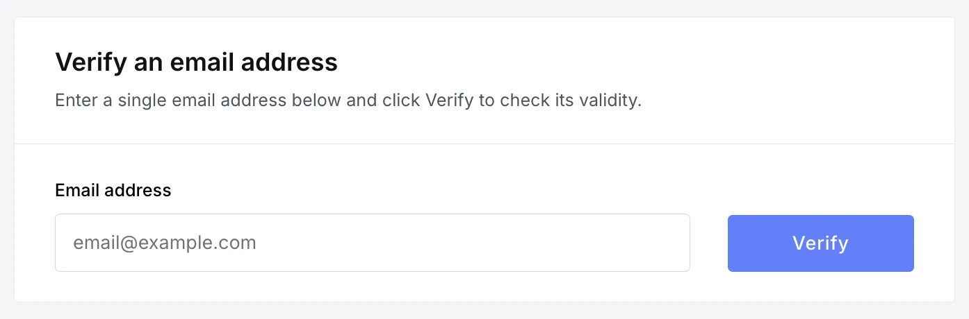 An example of a single email verifier in MailerCheck.