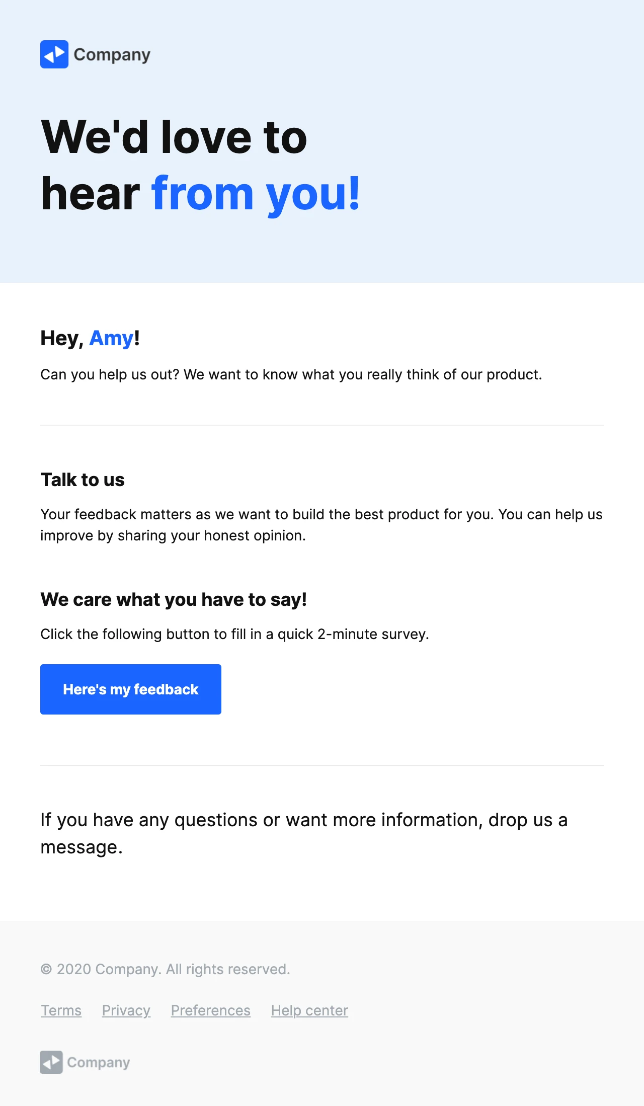 feedback request transactional email template