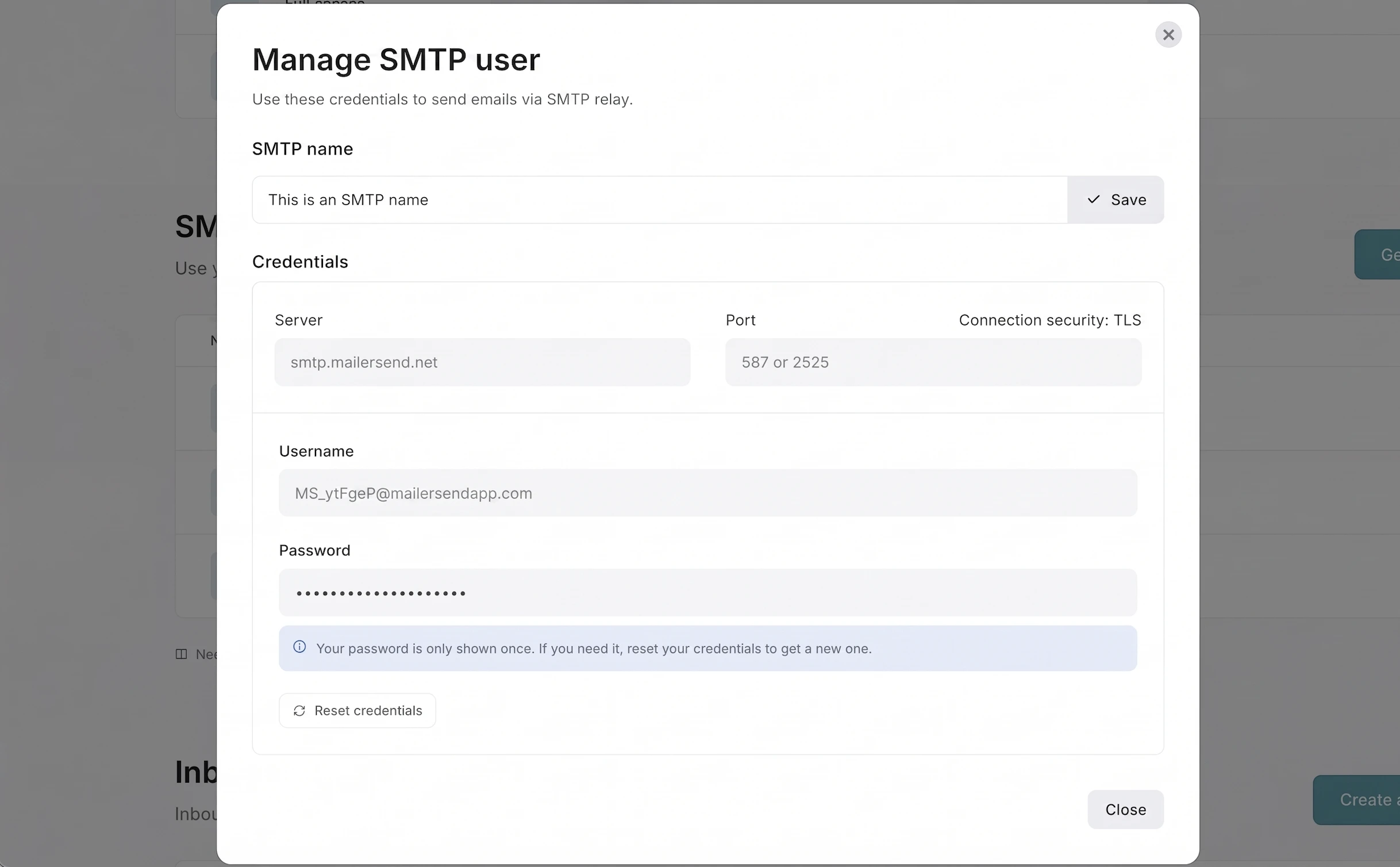 SMTP credentials