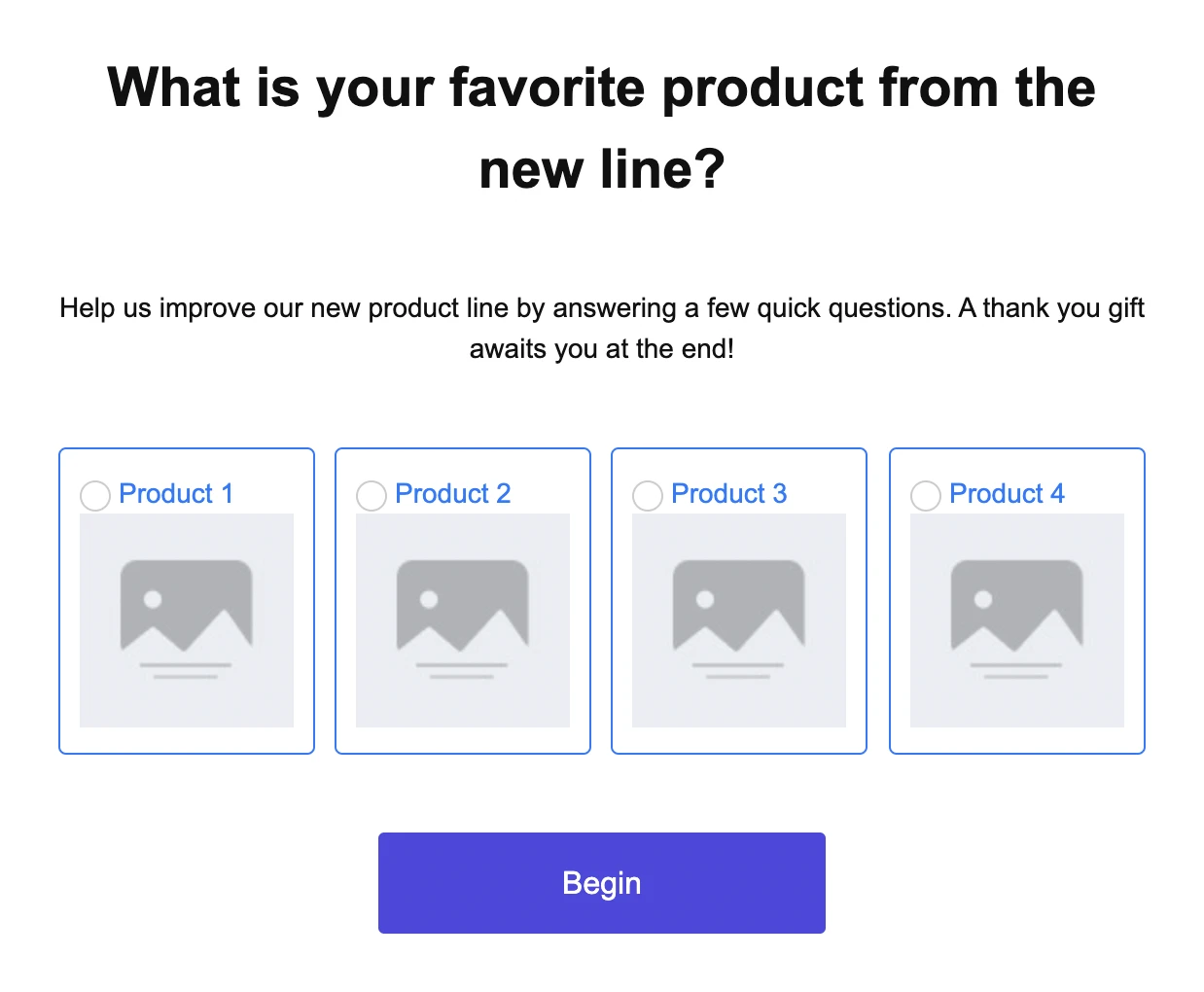 An example of a multiple image choice question in an email survey.