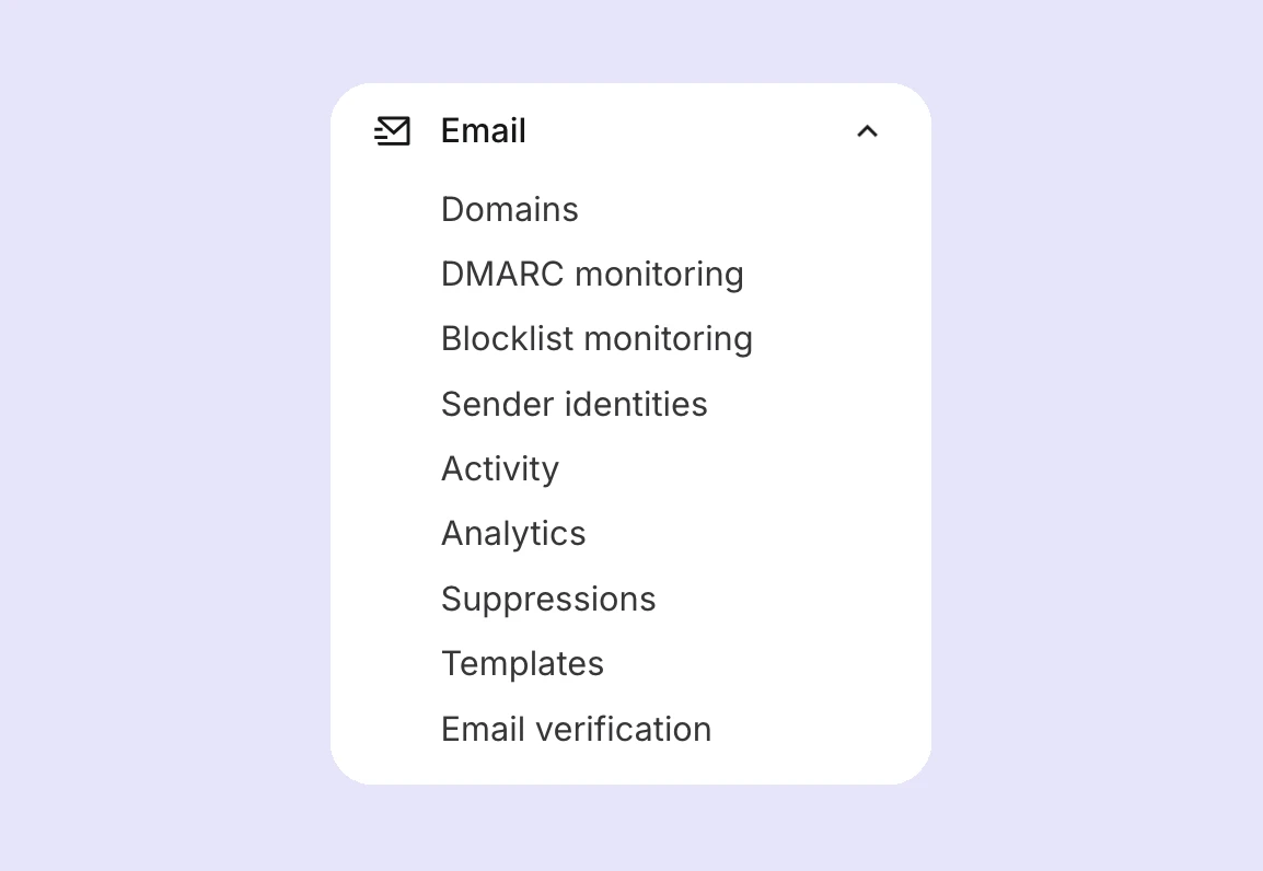 Email features in the main navigation. 