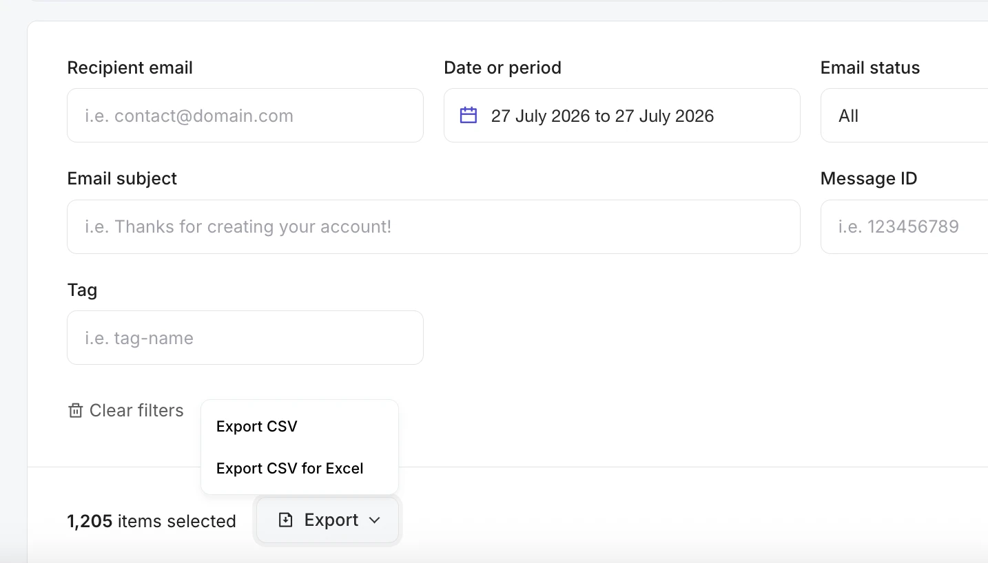 How to export a list of email activities.