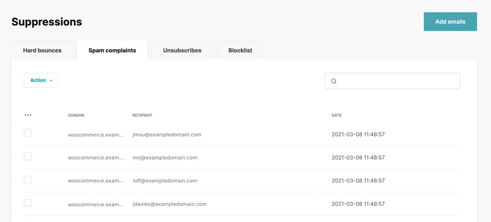 Spam complaints tab