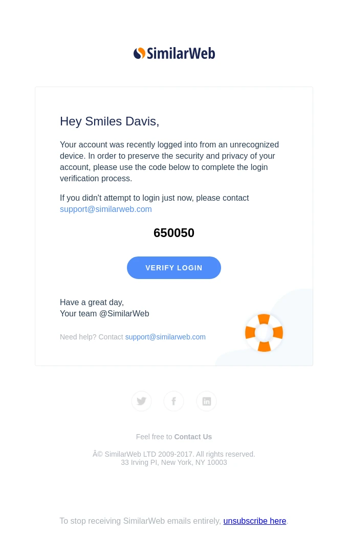 login verification transactional email