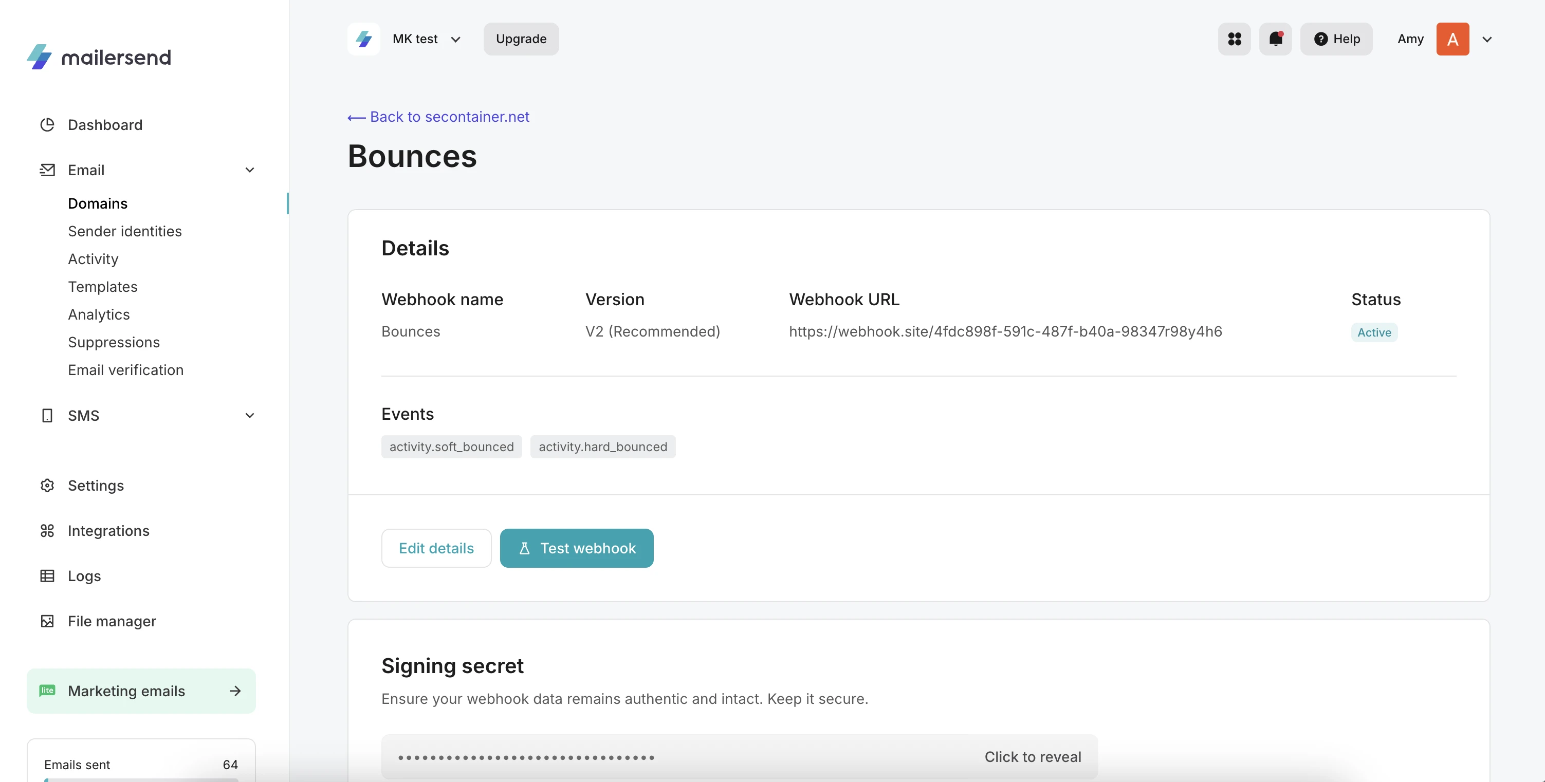 Webhook details