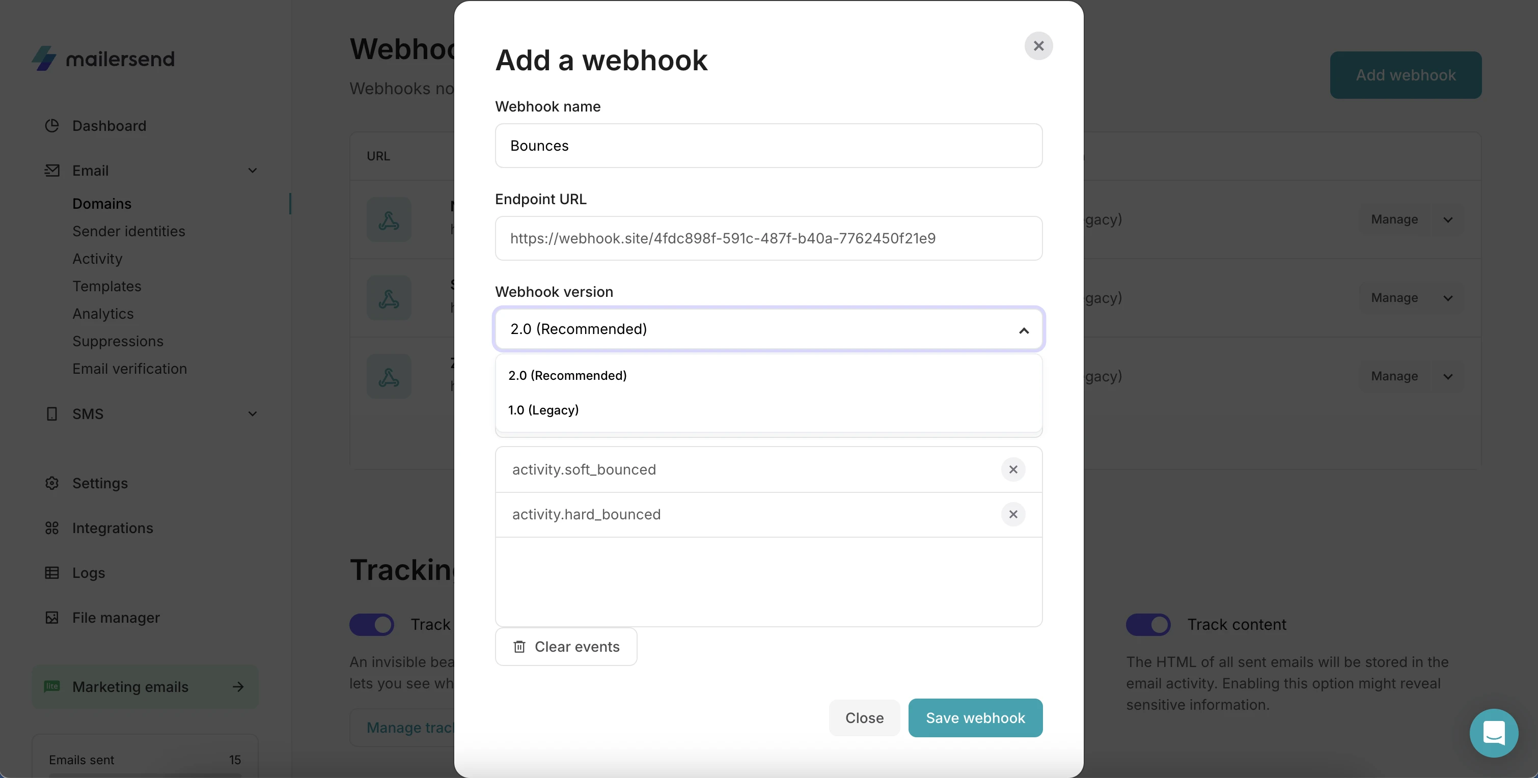 MailerSends Add a webhook feature.