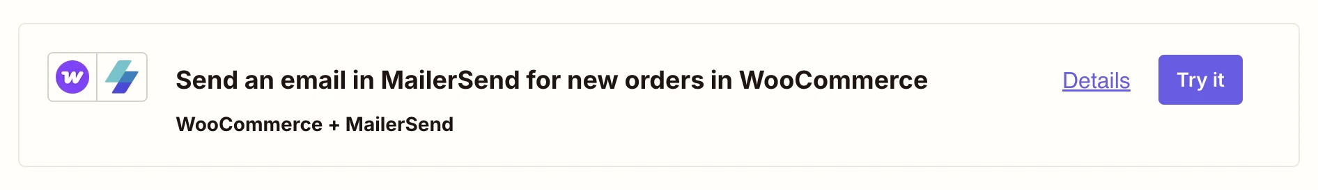 The WooCommerce and MailerSend ready-made zap.