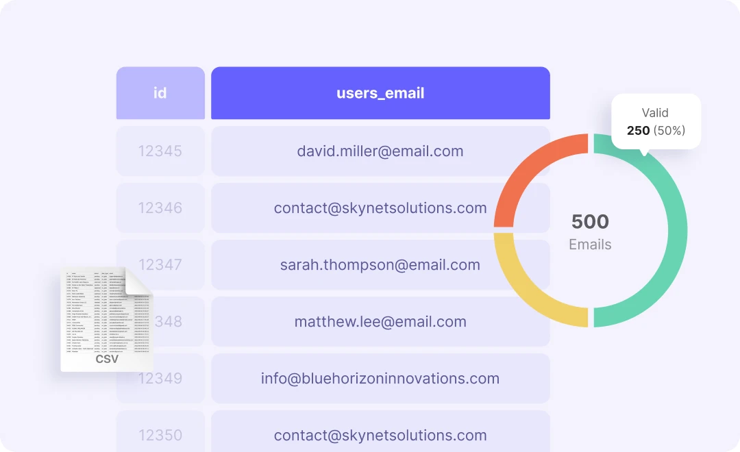 Graphic representation of email verification results.